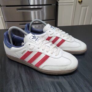 Adidas Samba Men's 6.5 / Women's 7.5 White Victory Red Night Indigo SNEAKERS